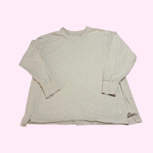 Aerie Cozy Long Sleeve Oversized Boyfriend T-Shirt, Cream, Size L - Picture 1 of 5